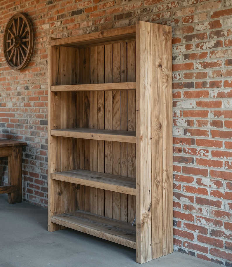 Reclaimed Wood Bookcase – Rustic Farmhouse Bookshelf With Symmetrical ...