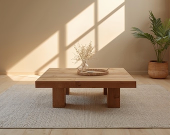 Reclaimed Wood Square Coffee Table: Rustic Modern Solid Pine