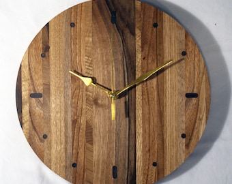 Handmade Walnut Wall Clock: Minimalist Rustic Wooden Decor