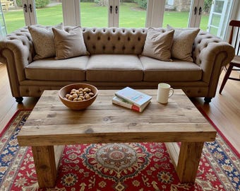 Rustieke salontafel van gerecycled hout – Handgemaakte moderne houten tafel