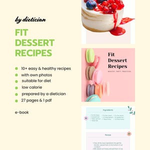 Fit Dessert Recipes eBook | Healthy and Low-Calorie Sweet Treats | Dietitian-Approved Clean Eating Dessert Guide | Printable Recipe Cookbook