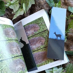 Segnalibro di carta - animale ombra cinese coniglio e cervo - fronte-retro - animali della foresta