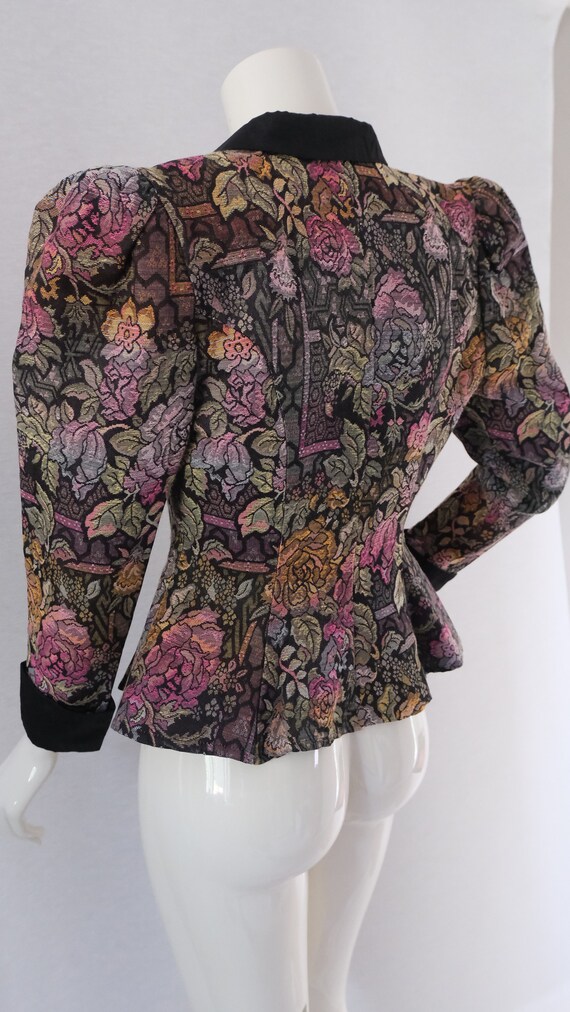 Super vintage 1970s-80s Floral rose print tapestr… - image 6