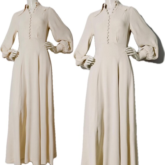 Rare Ossie Clark for Radley Cream Moss Crepe Maxi… - image 3