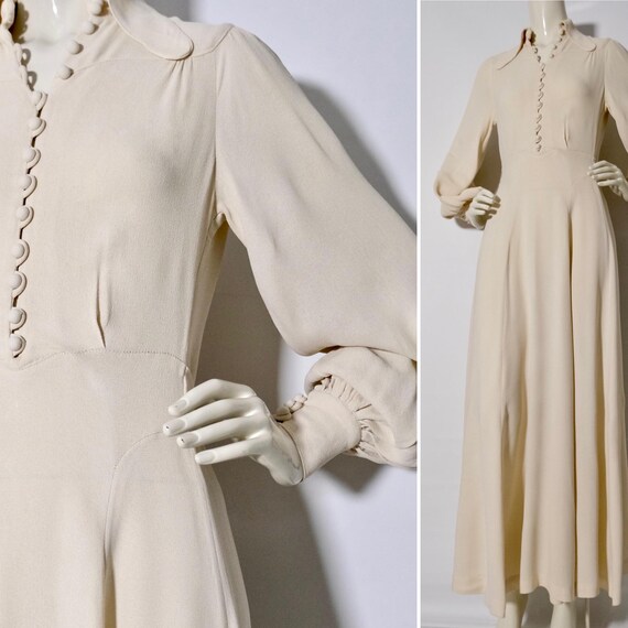 Rare Ossie Clark for Radley Cream Moss Crepe Maxi… - image 14