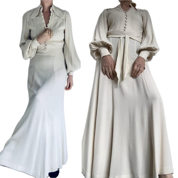 Rare Ossie Clark for Radley Cream Moss Crepe Maxi… - image 2