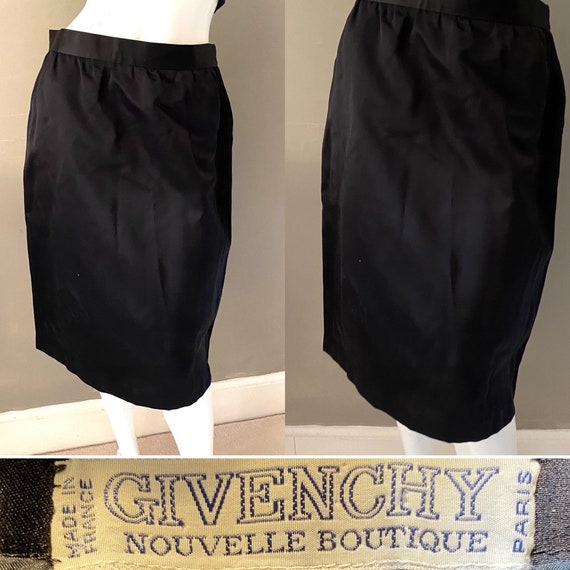 Vintage Givenchy Paris Black Silk Satin Tulip Pen… - image 1