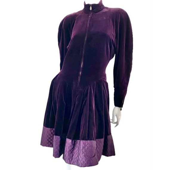 Vintage 1980s 80s Byblos Purple soft velvet velou… - image 1