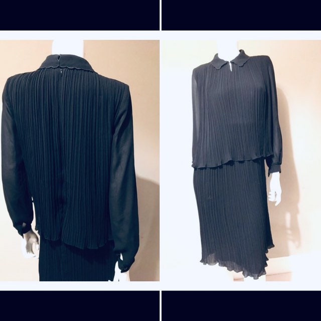 Image of Japanese Vintage S Heat Pleated Dress By Liona Black Pleates