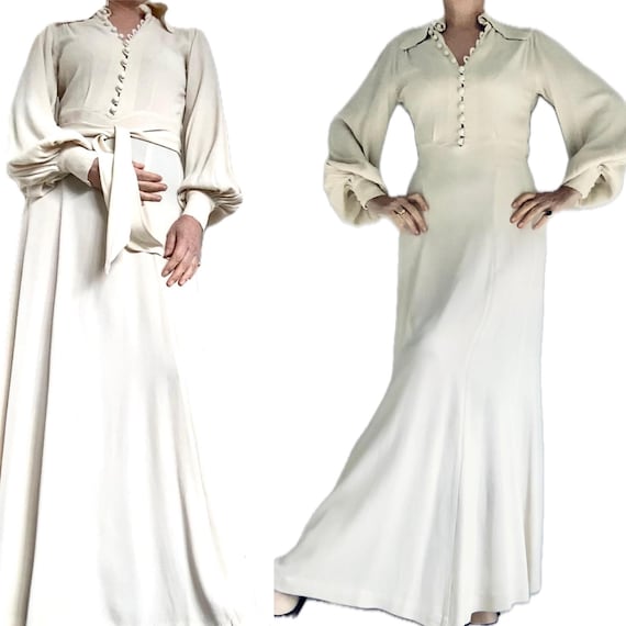 Rare Ossie Clark for Radley Cream Moss Crepe Maxi… - image 1