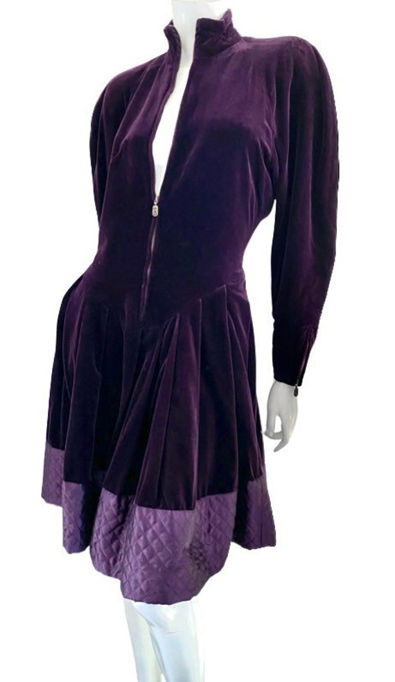 Vintage 1980s 80s Byblos Purple soft velvet velou… - image 7