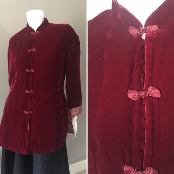 Vintage velvet quilted padded Chinese Oriental jac