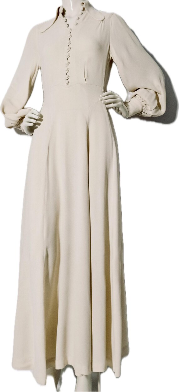 Rare Ossie Clark for Radley Cream Moss Crepe Maxi… - image 8