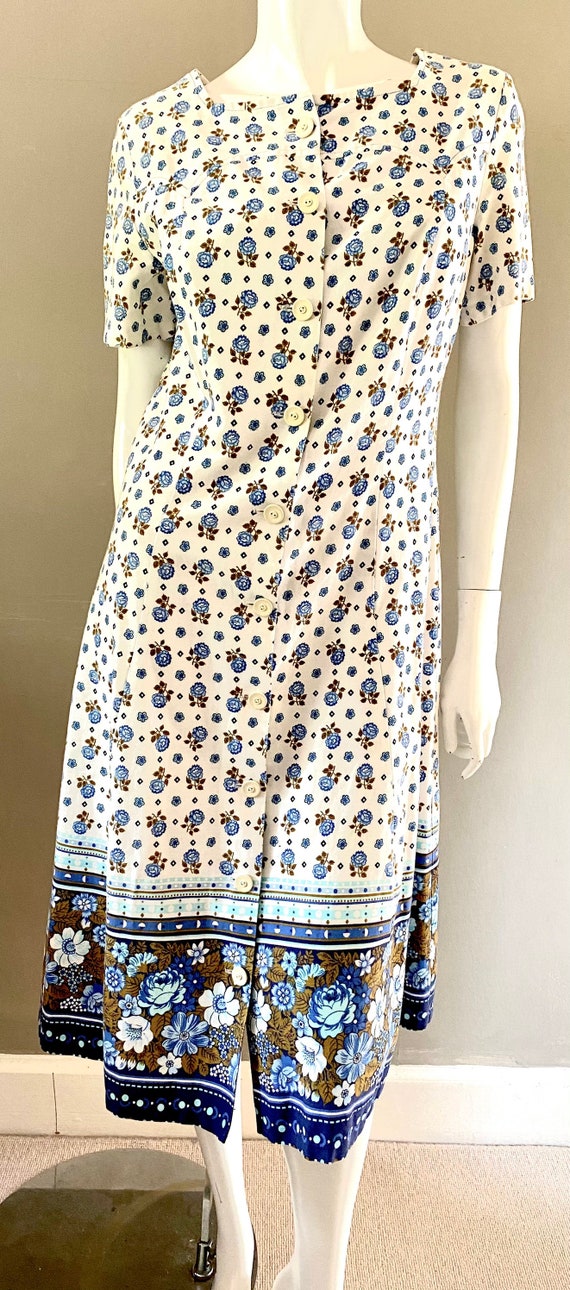 Vintage 1970s button through floral cotton dress … - image 9