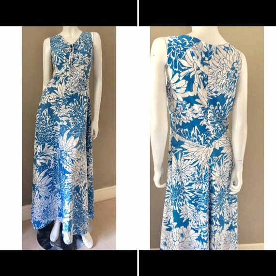 Vintage 1970s Jean Allen Bold floral Print Maxi Dr