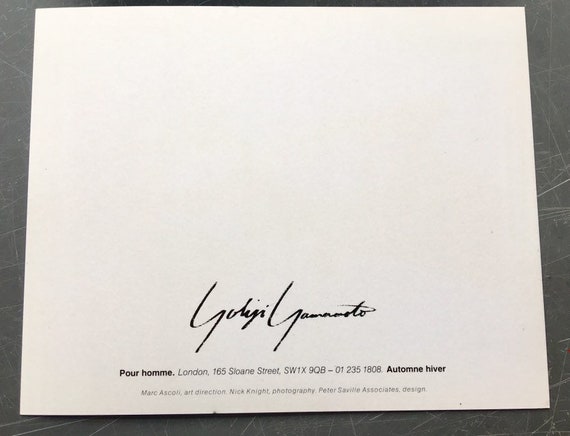 Yohji Yamamoto Rare Vintage A/W 88/89 Campaign Postcard: London Yohji Yamamoto Rare Vintage A/W 88/89 Campaign Postcard: London