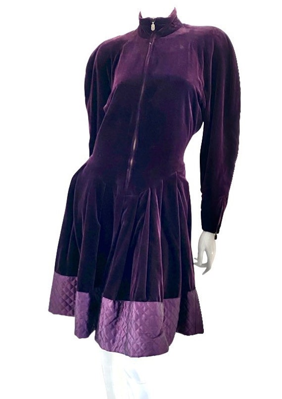 Vintage 1980s 80s Byblos Purple soft velvet velou… - image 2