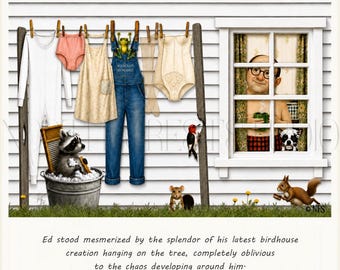 Laundry Day Delinquent Printable Art Card, Funny 6x6 Digital Download, Homebodies Series, Whimsical Illustration