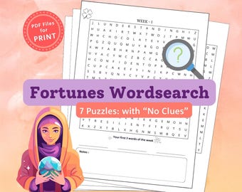 フォーチュンワードサーチ：7つのポジティブパズル（印刷用PDF）