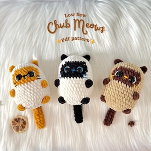 Low Sew Cute Cats Crochet Patterns | Amigurumi Crochet Pattern | Cat Crochet Pattern | Cat Plushies Pattern | Crochet Plushies Pattern