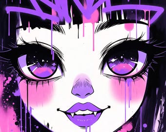 Stampa artistica di coppia goth emo, Dark Academia Romance (download JPG)