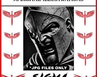 Stampe artistiche di guerrieri spartani: decorazioni Sigma Mindset (download digitale)