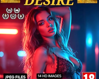 Fotografia artistica al neon, pacchetto di immagini digitali di donne seducenti, pose femminili sensuali in HD, estetica dark moody, foto stock romantiche JPEG