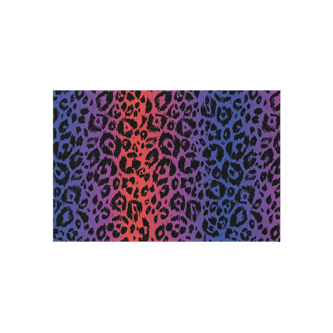 Vibrant Leopard Print Outdoor Rug, Bohemian Patio Mat, Animal Print Area Rug, Garden Decor ...