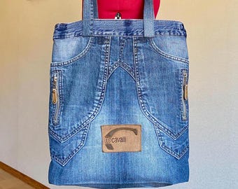 Handmade eco-friendly recycled patchwork Canvas Tote Bag