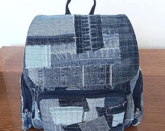 Custom Handmade City Pack Small Unique Patchwork Denim