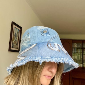 Boho Denim Bucket Hat: Upcycled Vintage Style for Any Outfit