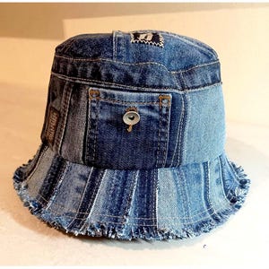 Bucket Hat: Handmade Upcycled Denim, Sastainable Gift