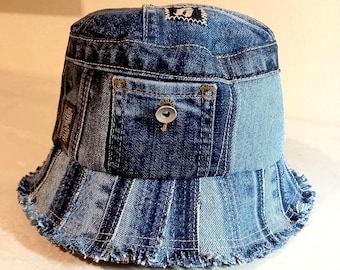 Bucket Hat: Handmade Upcycled Denim