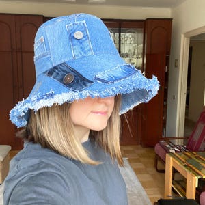Boho Denim Bucket Hat: Upcycled Vintage Style for Any Outfit, Perfect Gift idea