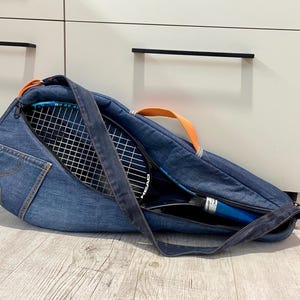 Bolsa para raquetas de tenis de mezclilla reciclada: funda deportiva ecológica hecha a mano