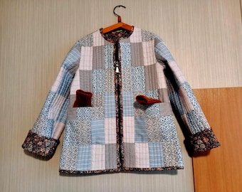 Handcrafted Quilted Patchwork Jacket for Girls: Upcycled Cotton