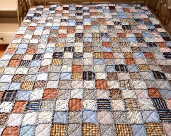Handmade Patchwork Rustic Farmhouse-Style Quilt