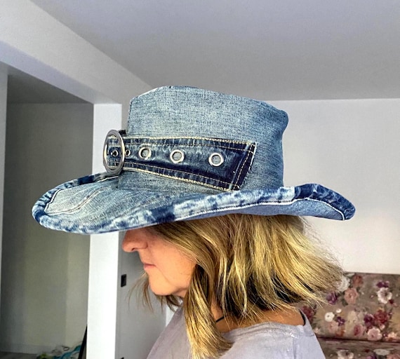 Custom Denim Wide Brim Hat Denim Daydreams Hat | Stylish Wide Brim Women main image 2
