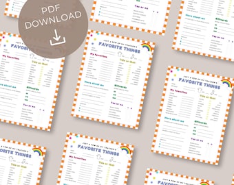 All about my teacher survey, teacher favorite things questionnaire, teacher favorites list printable, get to know teacher, meet the teacher