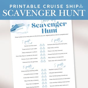 Cruise ship scavenger hunt printable, cruise photo scavenger hunt, ship scavenger hunt, printable cruise games, cruise ship games