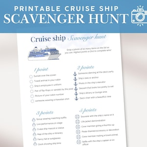 Cruise ship scavenger hunt printable – Photo scavenger hunt, cruise ship games and printable cruise activities, PDF download