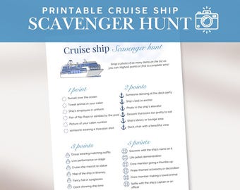 Cruise ship scavenger hunt printable – Photo scavenger hunt, cruise ship games and printable cruise activities, PDF download