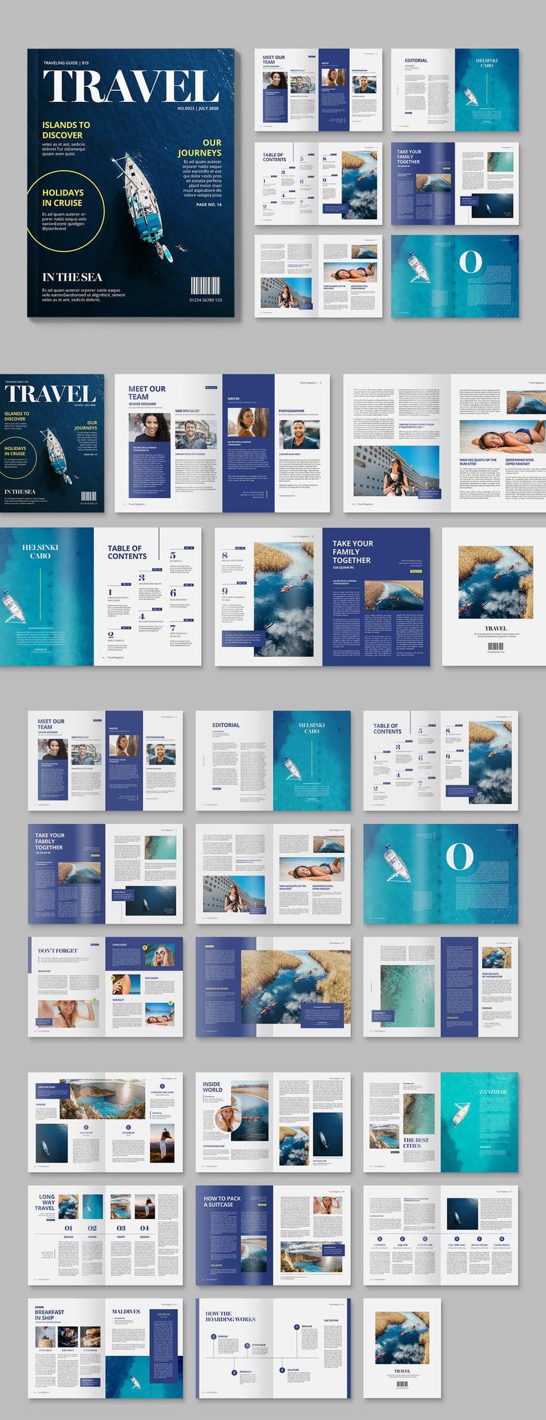 Modern Travel Magazine Brochure Template Layout - Etsy