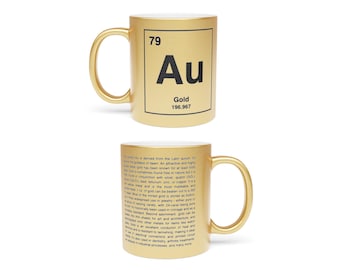 Gold Metallic Mug, Atomic Symbol, Science Chemistry Gift
