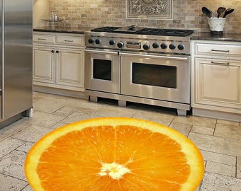 Tapis orange, tapis agrumes, tapis en tranches d'orange, orange, tapis rond, tapis coloré, tapis sympas, tapis décoratif, tapis imprimé