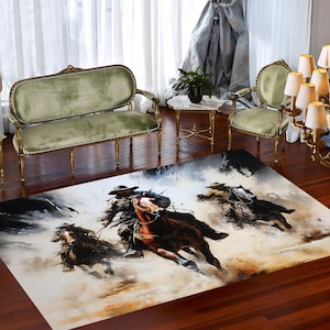 Tappeto da cowboy, tappeto da bandito, tappeto da paesaggio, tappeto da cowboy, bandito, paesaggio, tappeto colorato, tappeti fantastici, tappeto decorativo, tappeto stampato