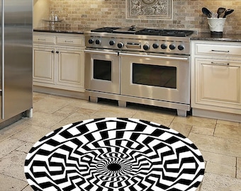 Psychedelisch tapijt, tapijt met optische illusie, rond tapijt, psychedelisch, optische illusie, visuele illusies, kleurrijk tapijt, decoratief tapijt, bedrukt tapijt