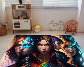 Anime-tapijt, cartoontapijt, beste anime-tapijt, jeugdtapijten, vloerkleed voor kinderen, kleurrijk vloerkleed, decoratief vloerkleed, coole vloerkleden, bedrukt vloerkleed