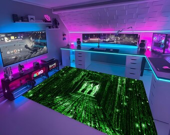 Matrixtapijt, cyberpunktapijt, The Matrix, The Matrix-franchise, Matrix Corridor, psychedelisch, kleurrijk tapijt, coole tapijten, decoratief tapijt, bedrukt tapijt
