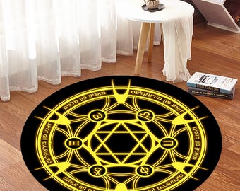 Lilith tapijt, rond tapijt, tapijt van Lilith Sigil, Lilith, Immortal, mythe, koning Salomo, koning Salomo, kleurrijk tapijt, decoratief tapijt, bedrukt tapijt